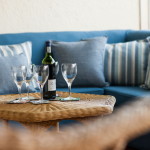 bottle of wine and glasses on table